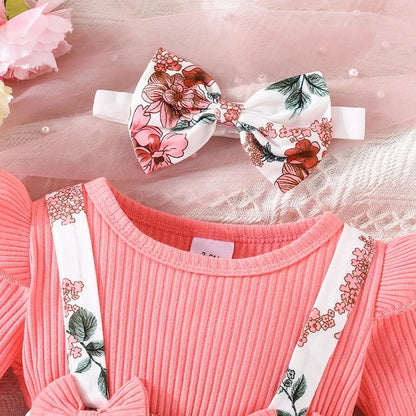 Adorable tenue florale rose pour bébé fille pour le printemps et l'automne