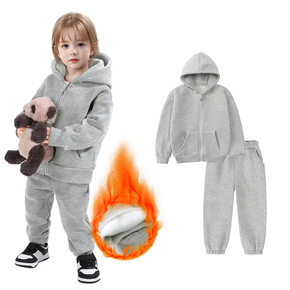 Toddler Winter Clothing with Plush Hooded Sweater