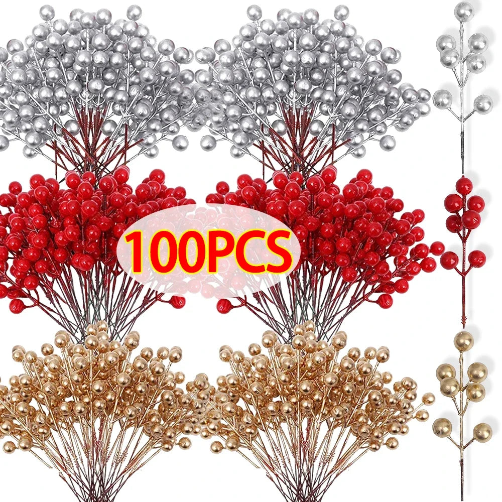 Branches de baies artificielles tricolores pour couronnes florales