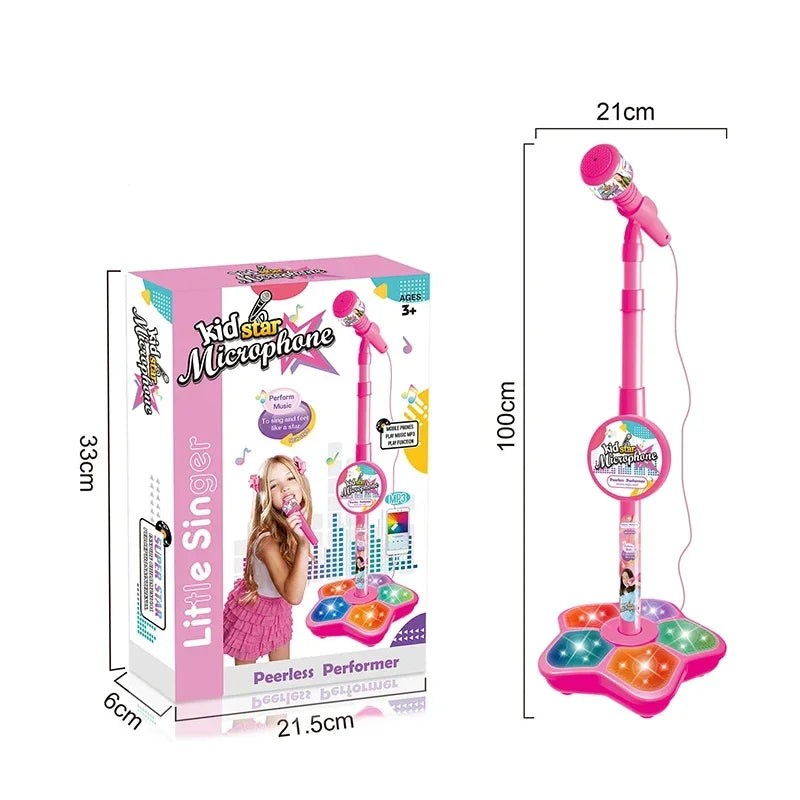 Kids Microphone with Stand Karaoke Music Instrument Educational Brain-Training Toy