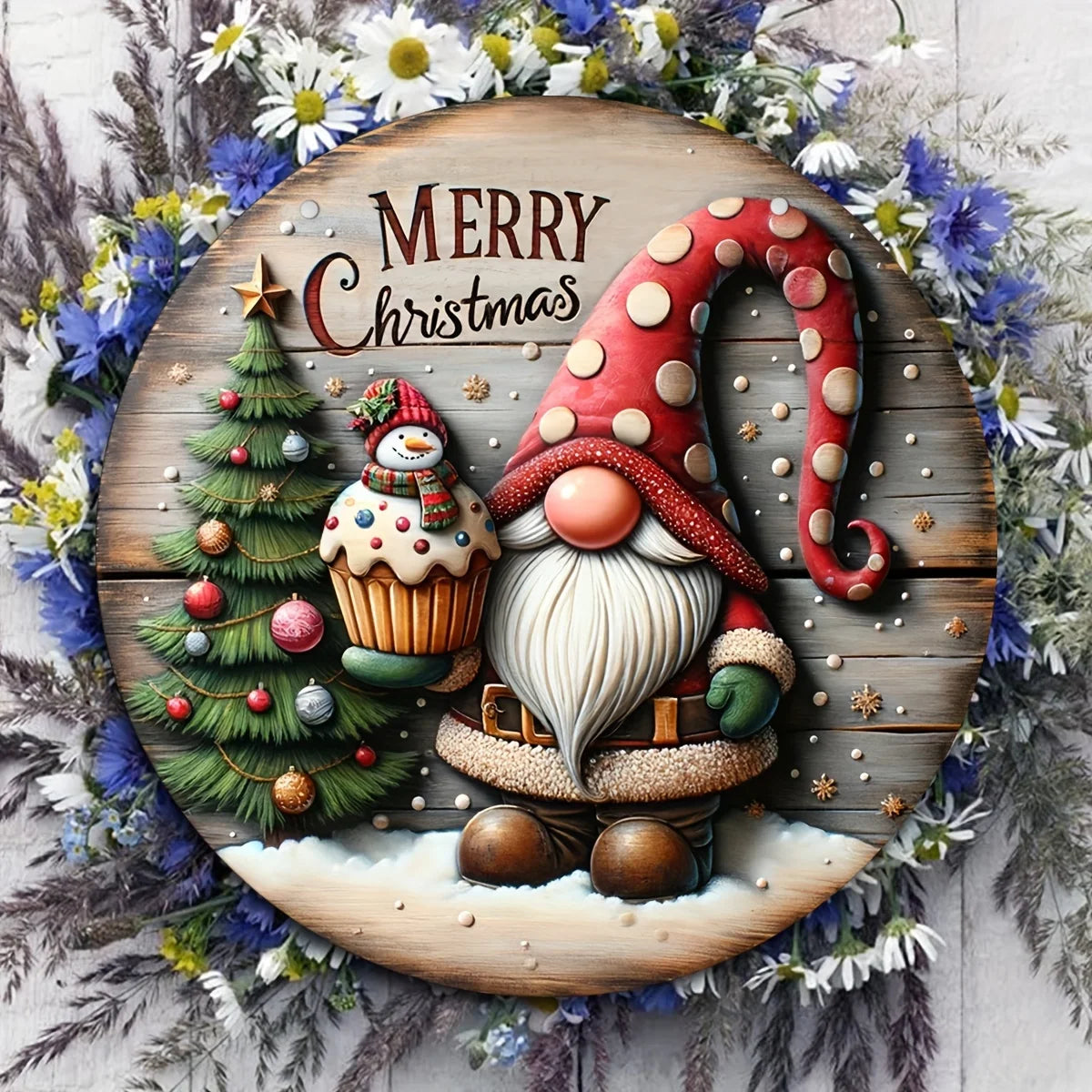 Wooden Merry Christmas Hanging Sign - Festive Holiday Decoration