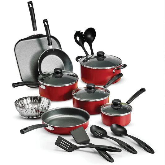 Batterie de cuisine antiadhésive Tramontina Primaware 18 pièces – Rouge 