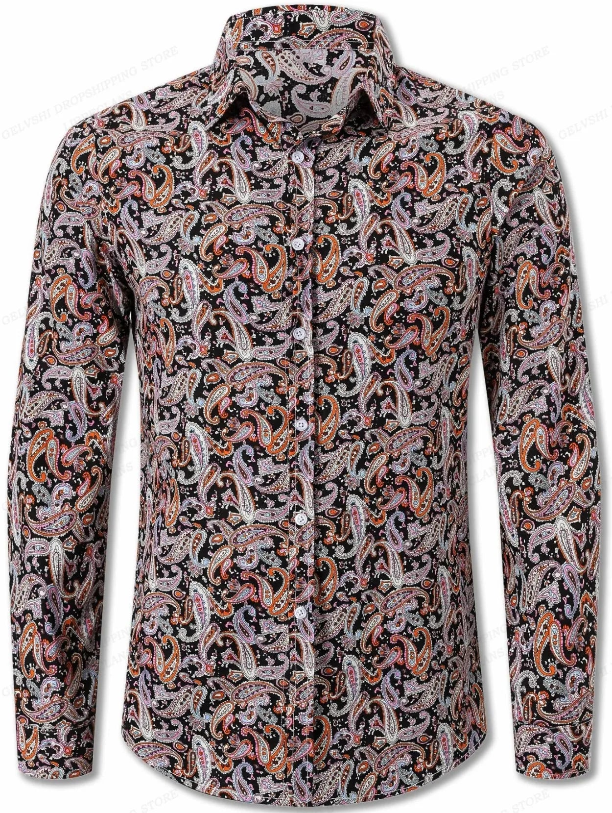 Men's Floral Print Vacation Style Lapel Long Sleeve Shirt