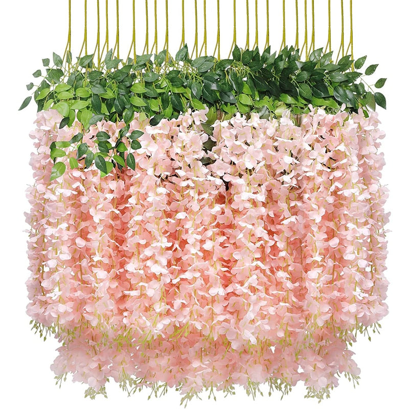 Guirlande de fleurs de glycine artificielles - Vigne en soie pour la maison