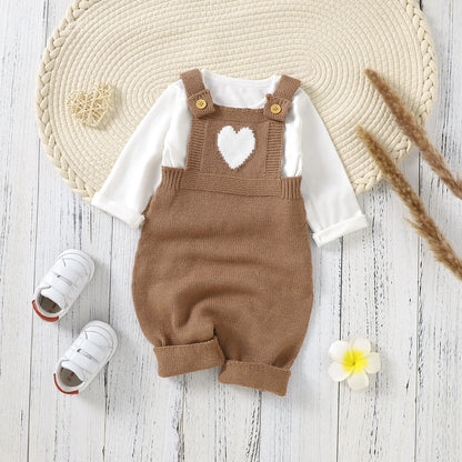 Heart-Shaped Sleeveless Knit Romper for Babies