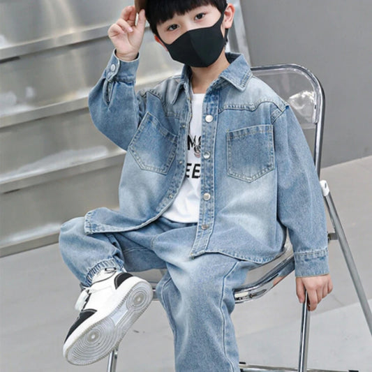 Boys Denim Jacket & Casual Outfit Set