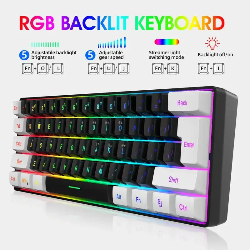 Mini clavier de jeu étanche rétroéclairé RVB pour PC/Mac