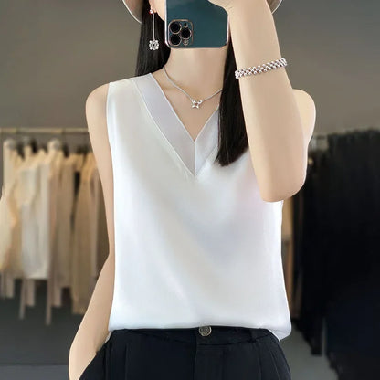 White Vintage Silk Tunic - Blouse for Women