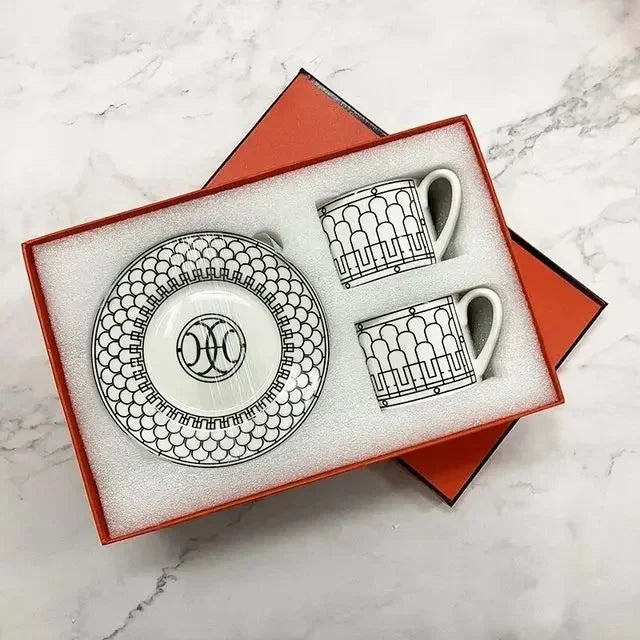 Bone Coffee Cups & Saucers Set Gift