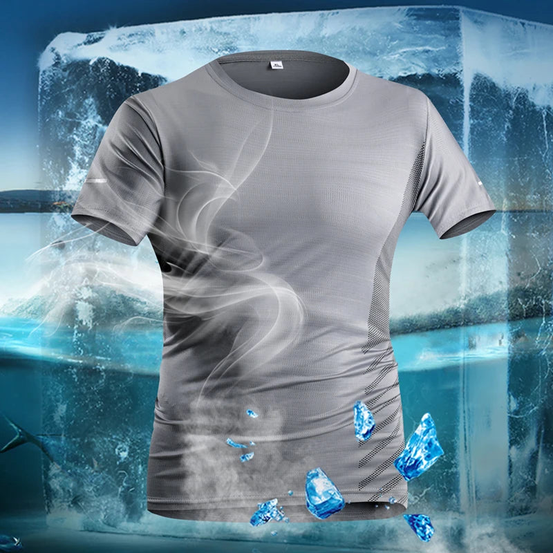 Men's Short Seleve Quick Dry Ice Silk Sport Running T-Shirts