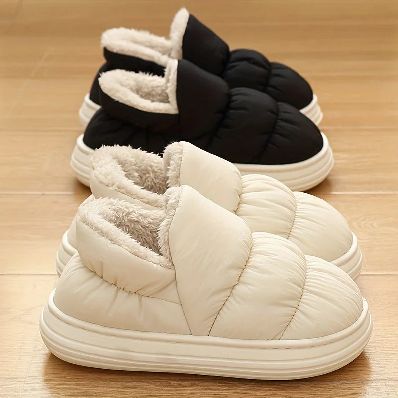 Winter Cotton Soft Thick sole Cover heel Non-slip Fluffy  Warm Cute slippers