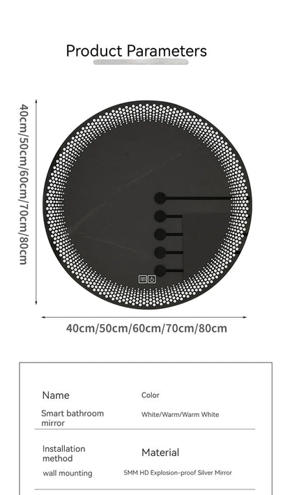 Miroir de courtoisie à intensité variable avec lumières