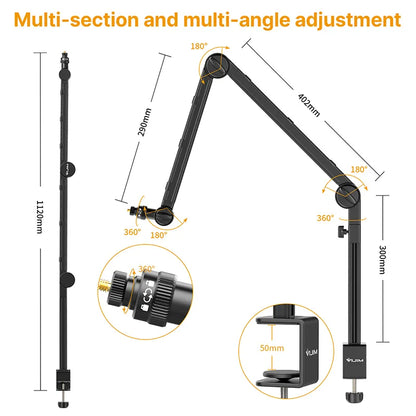 Adjustable LS24 Microphone Boom Arm Stand with DSLR Camera Holder