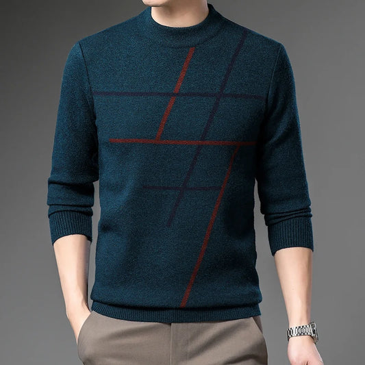 Pull rayé pour homme, pull d'hiver
