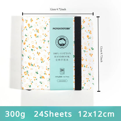 POTENTATE Aquarellpapierbuch aus 100 % Baumwolle, 24 Blatt