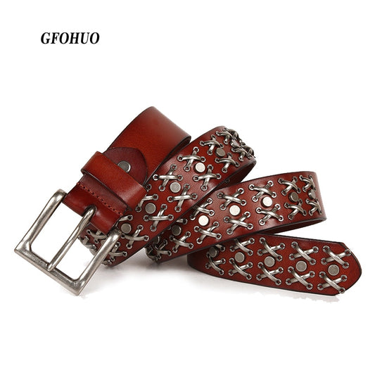 Studded Leather Cowboy Belt