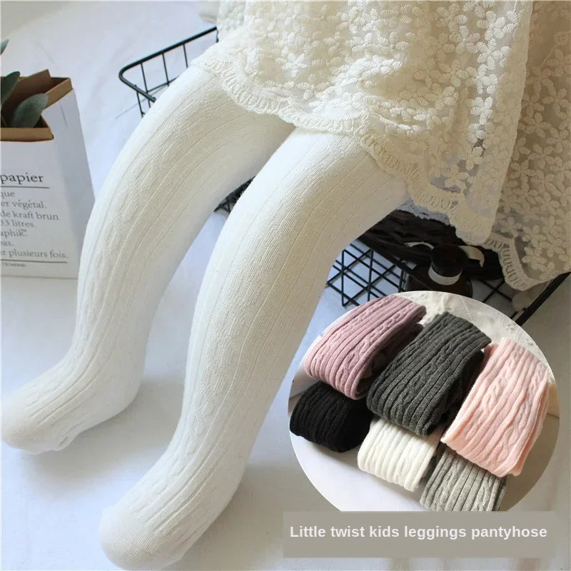 Girls Ribbed Knit Pantyhose - Spring Twist Stockings