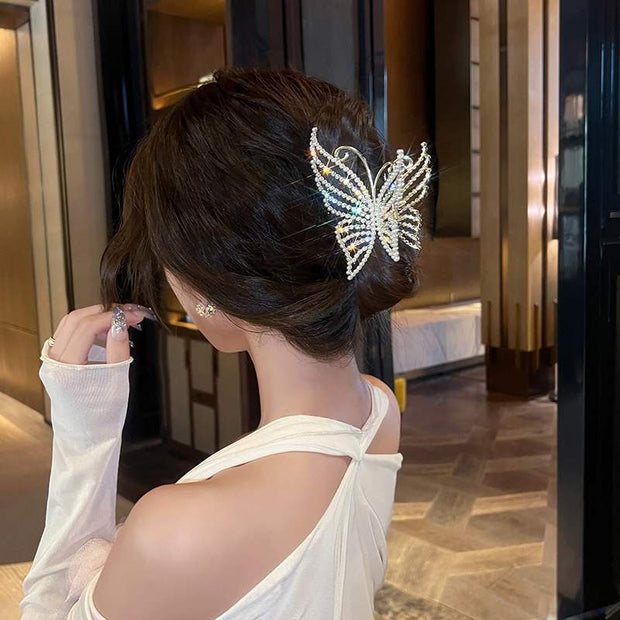 Elegant Rhinestone Butterfly Hair Claw Clip