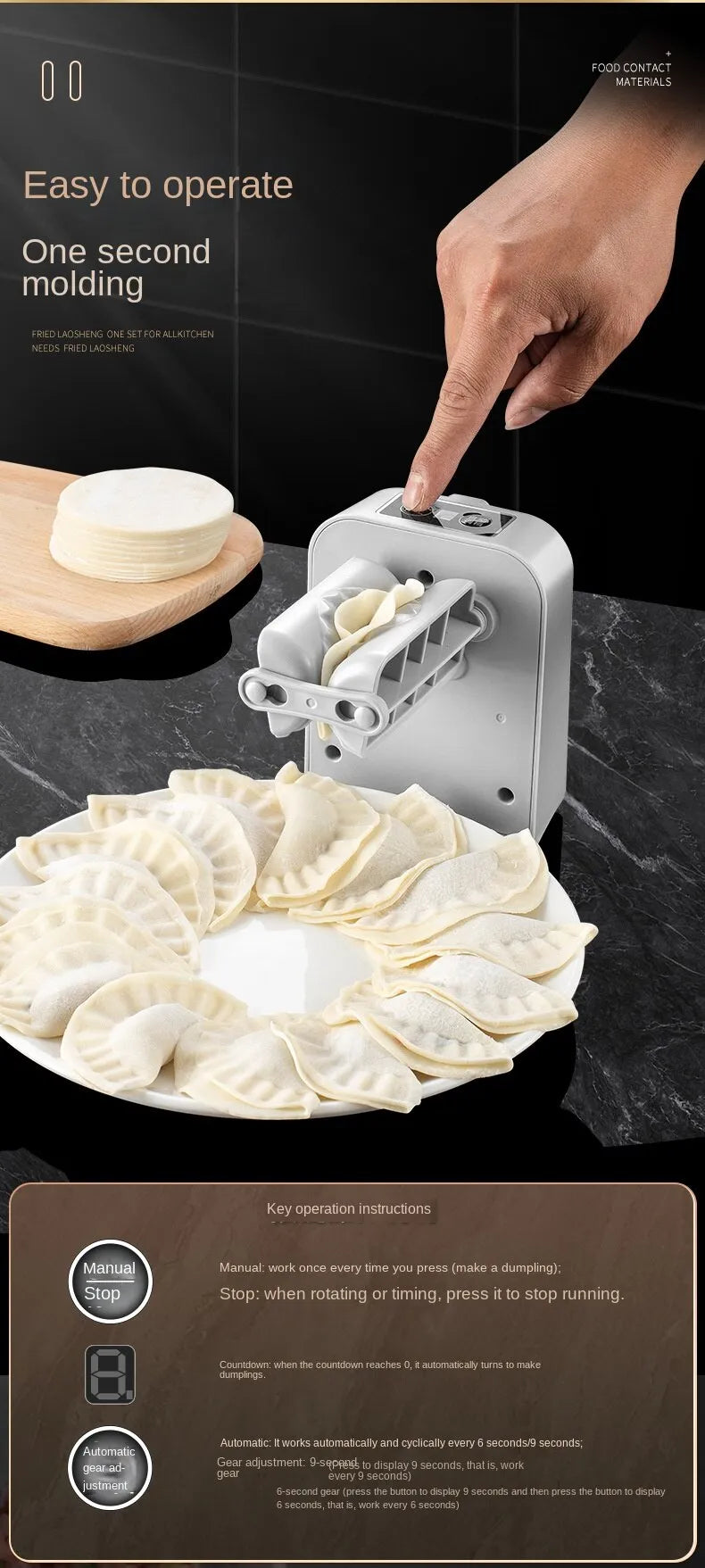 Electric Dumpling Maker with Spoon and Brush