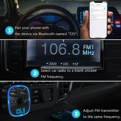 Bluetooth FM Transmitter Car Kit with Dual USB Charger and MP3 Player