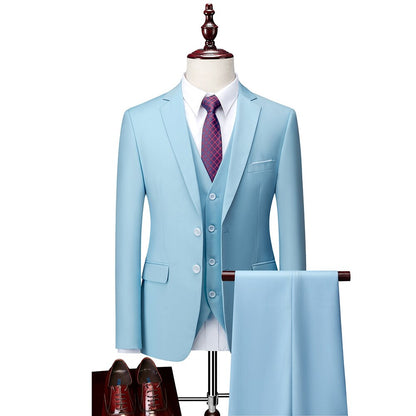 Men's 12 Color High Quality Cotton 3-Piece Suit