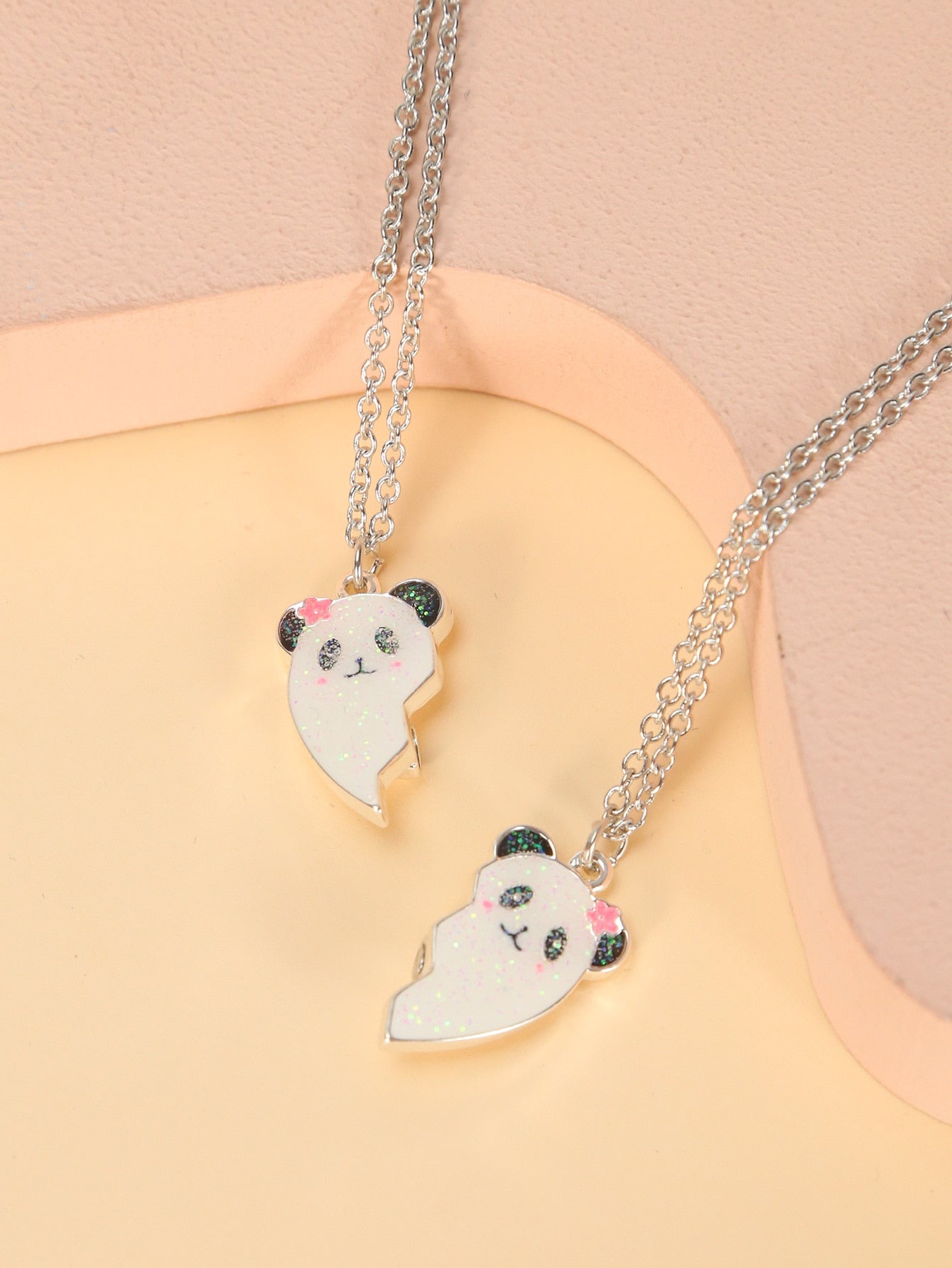 Ensemble collier coeur panda
