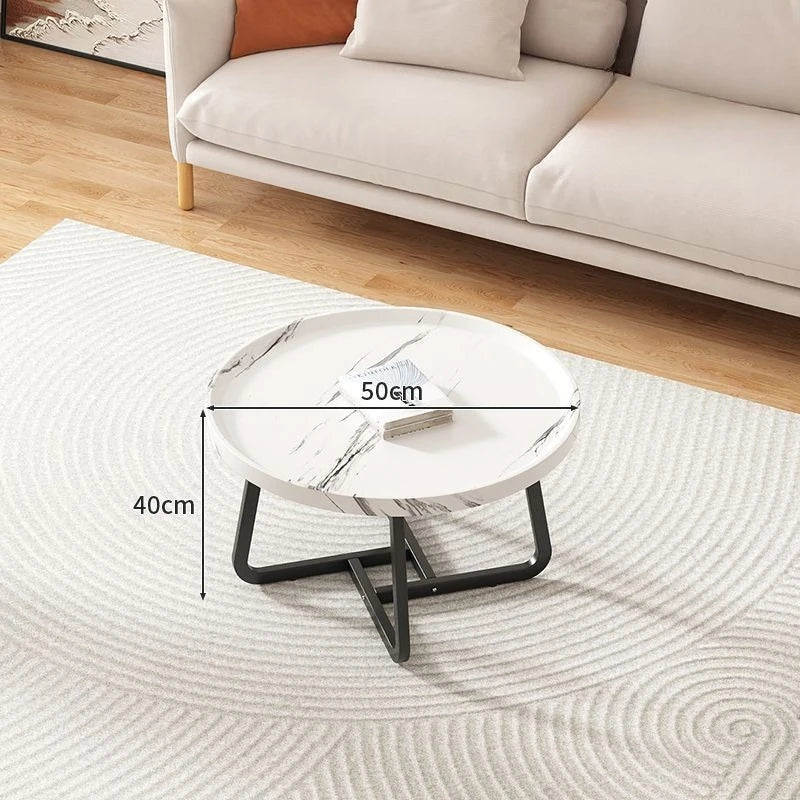 Round Coffee Table with Open Storage