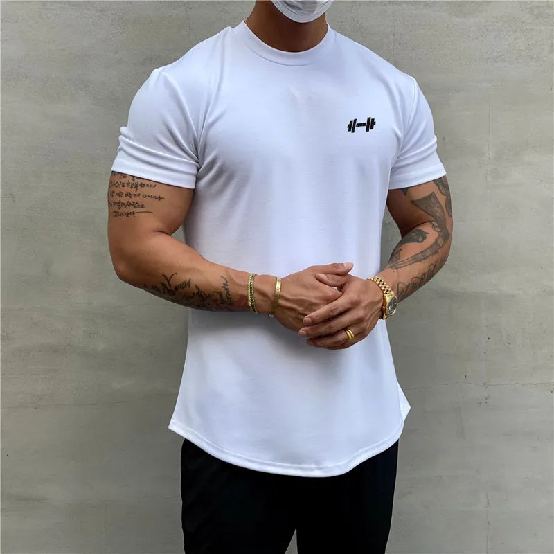 Men Bodybuilding Fitness Cotton  short sleeve t-shirt