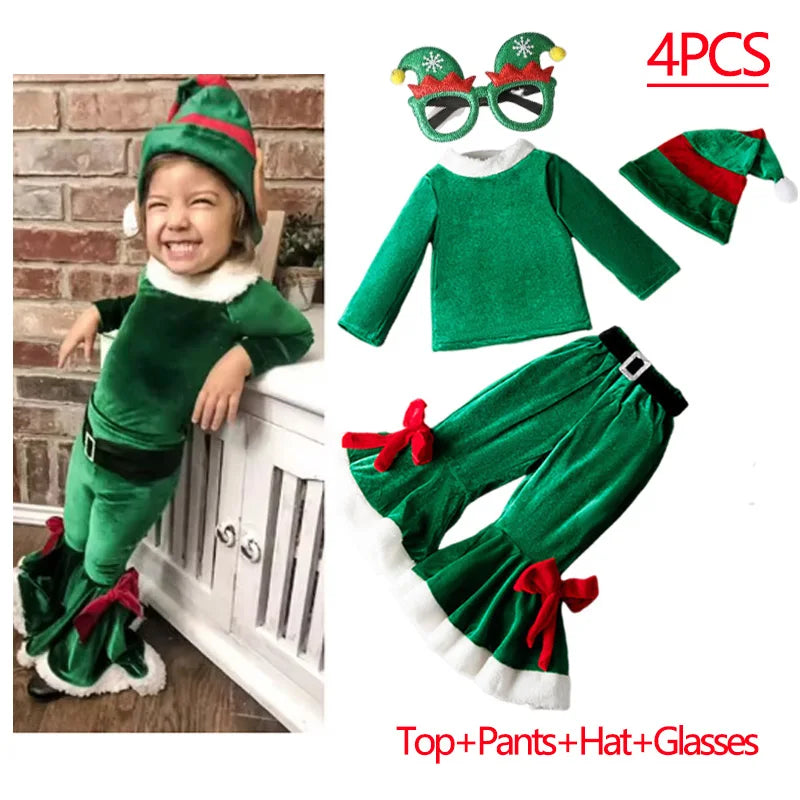 Kids Christmas Elf Costume Set