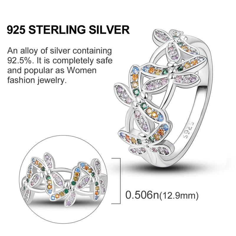 925 Sterling Silver Geometric Butterfly Cocktail Women Ring