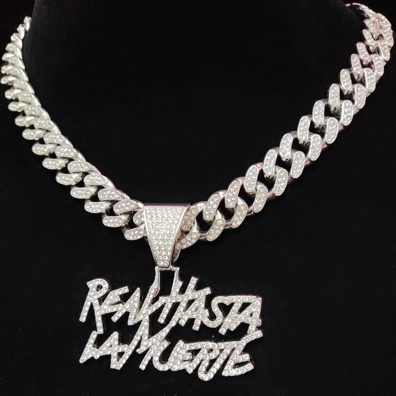 Collier avec pendentif lettre Hip Hop pour hommes et femmes