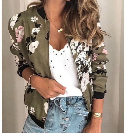 Blouson aviateur à imprimé floral pour femme