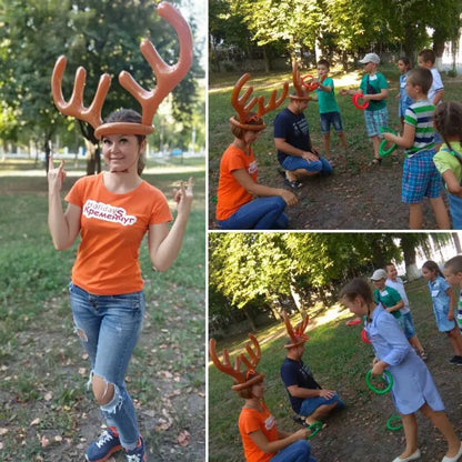 Inflatable Reindeer Antler Ring Toss Christmas Family Game Toys