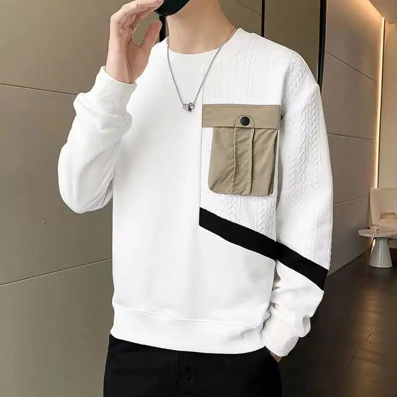 Black White Patchwork Hoodie Men's