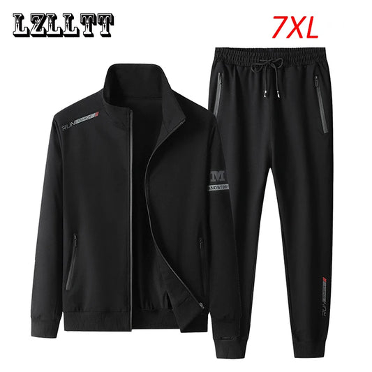 Spring/Autumn Men's Casual Sports Tracksuit - Printed Jacket and Sweatpants Set