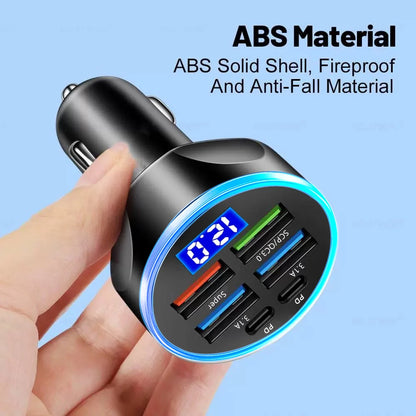 5-Port Fast Charge Car Charger with Digital Display