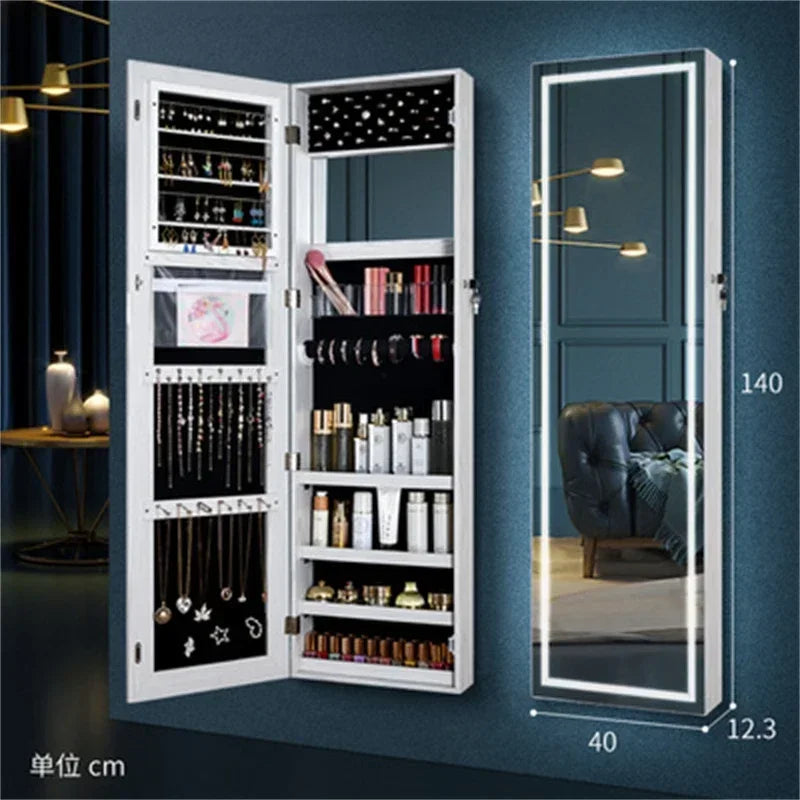 White Vanity Mirror Jewelry Cabinet