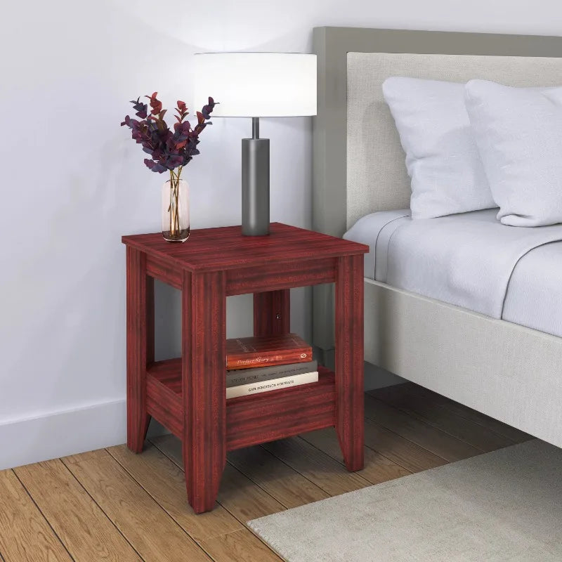 Modern White 2-Tier End Table