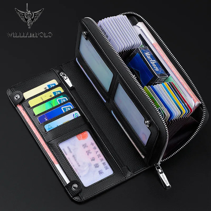 Anti-Theft Leather Long Wallet