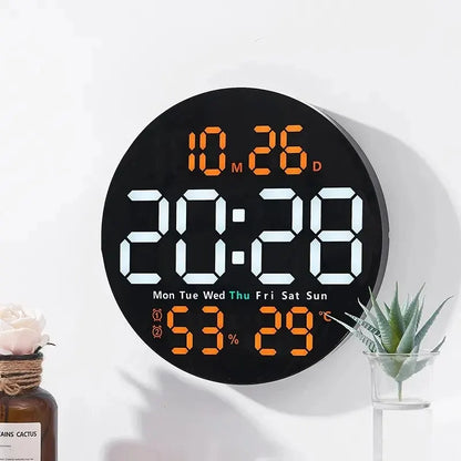 Horloge murale numérique à LED de 10 pouces avec télécommande et affichage de la température