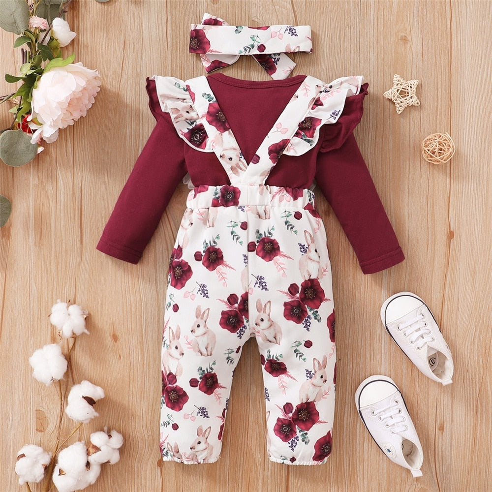 Baby Girl Clothes Set + Flower Pants - 2PCS