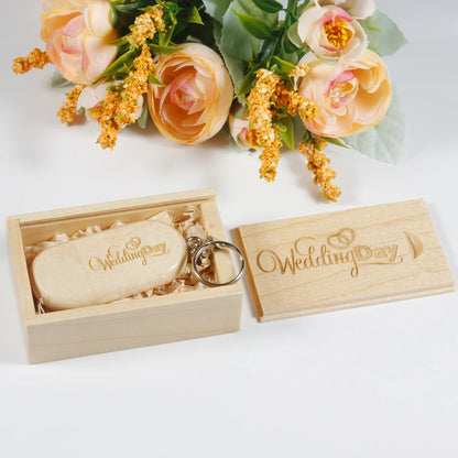 Wooden/Bamboo USB 2.0 Flash Drive with Keychain - 4GB to 128GB