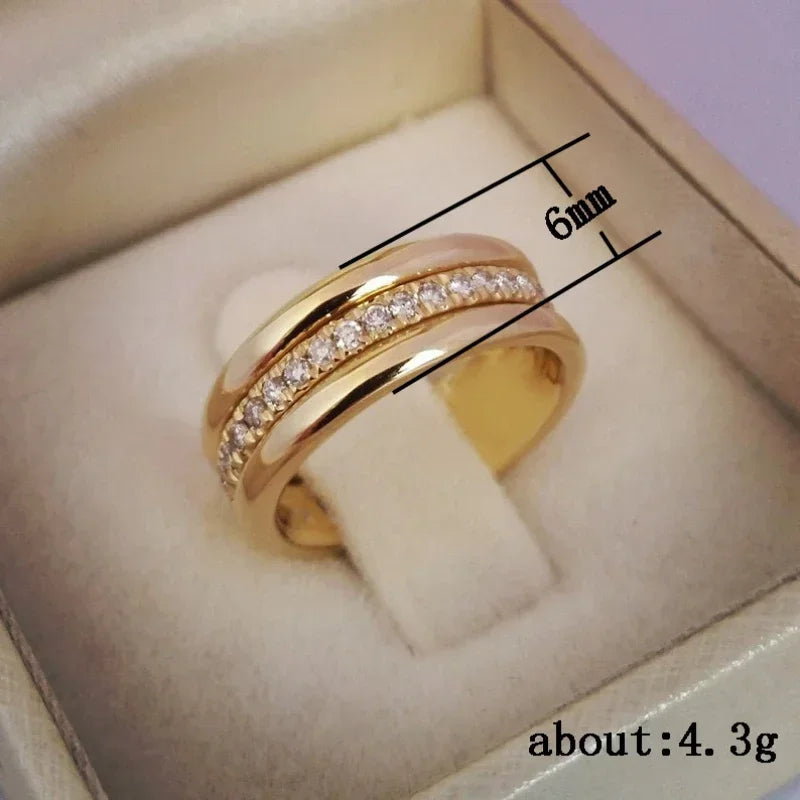 Rose Gold Double Row Square Zircon Wedding Ring