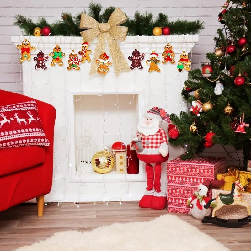 12 Assorted Plastic Gingerbread Man Ornaments for Tree Decor