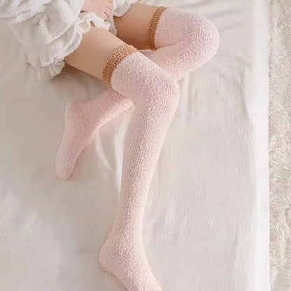 Women's Plush Coral Fleece Socks - Non-Slip Warm Knitted Floor Socks