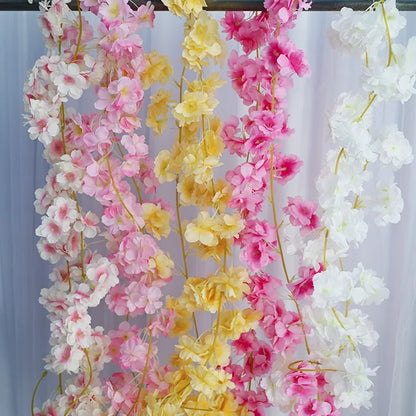 Guirlande de fleurs de cerisier roses de 180 cm - Fleurs de cerisier en soie suspendues 