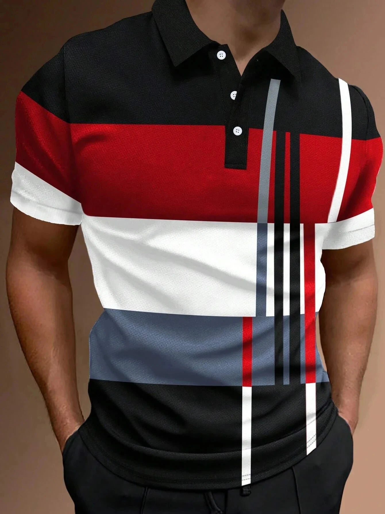 Herren Golf Stripe Poloshirt Lässiges Kurzarm-Poloshirt Einfarbiges Revers Mode Neues Business-Sport-T-Shirt Atmungsaktives Oberteil