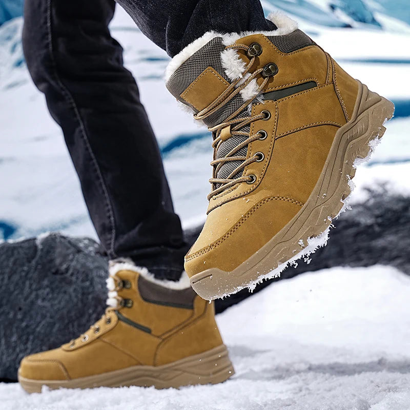 Men's Waterproof Leather Winter Snow Boots