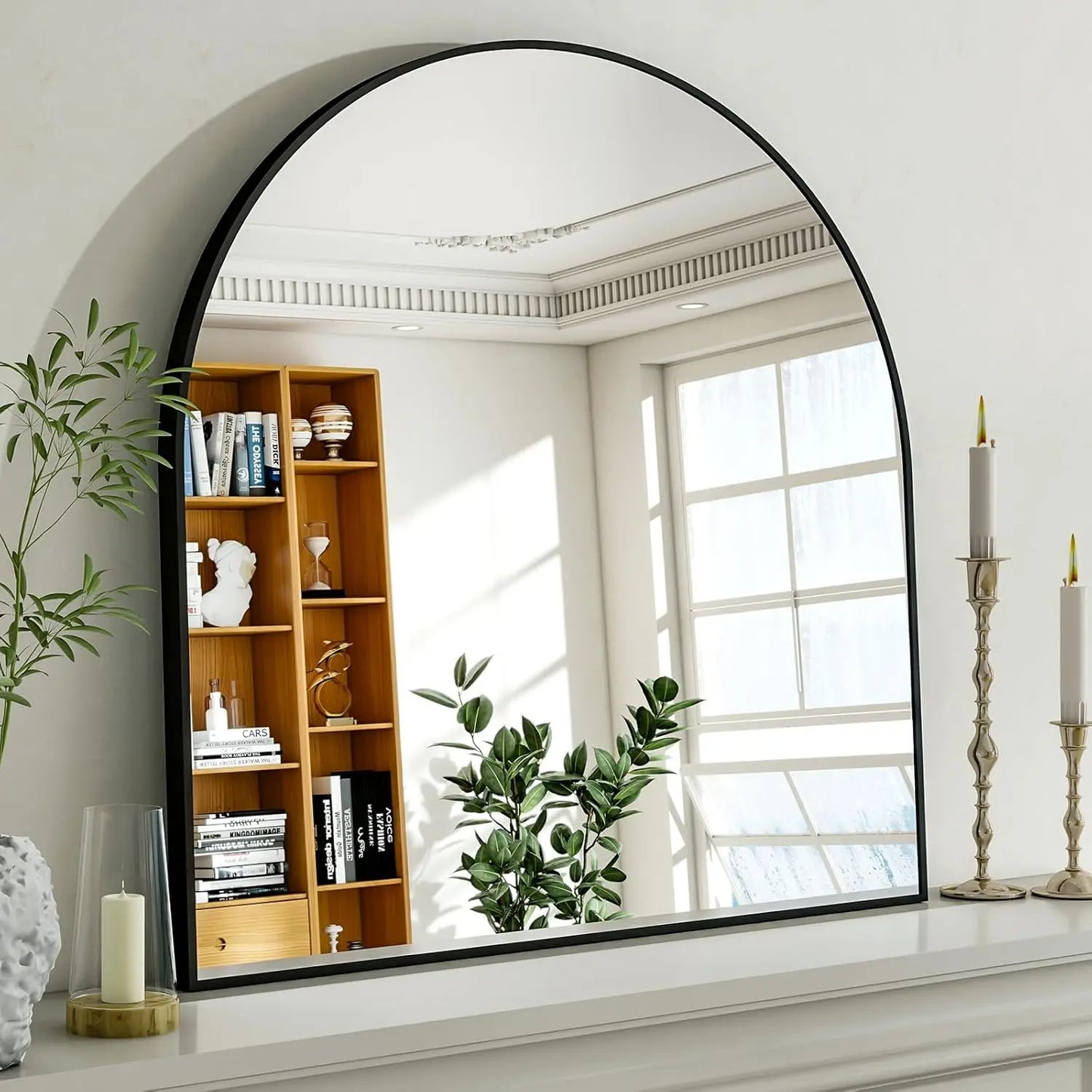 Elegant Black Arch Mirror for Entryway & More