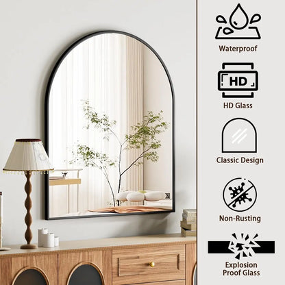 Elegant Black Arch Mirror for Entryway & More